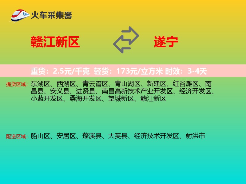 赣江新区到遂宁物流专线