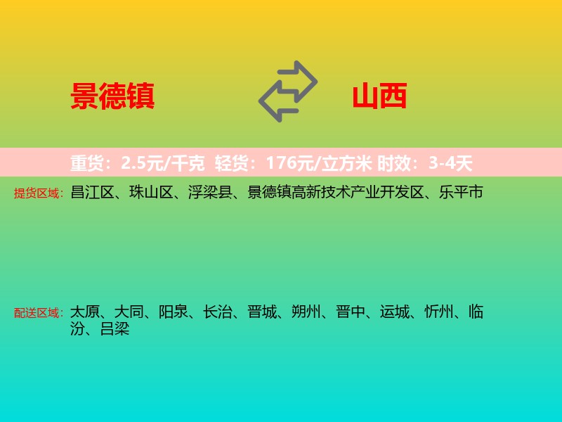 景德镇到山西长途搬家