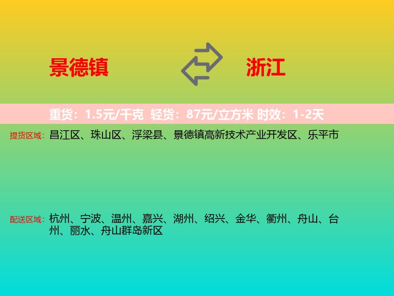 景德镇到浙江长途搬家