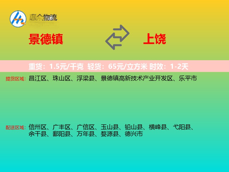 景德镇到上饶物流专线