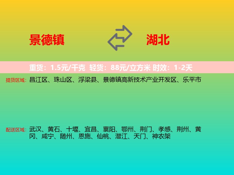 景德镇到湖北长途搬家