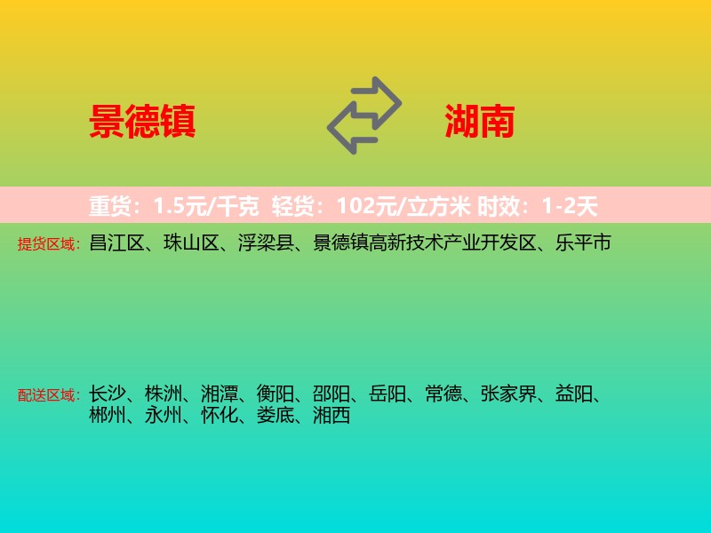 景德镇到湖南长途搬家