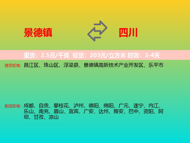 景德镇到四川长途搬家