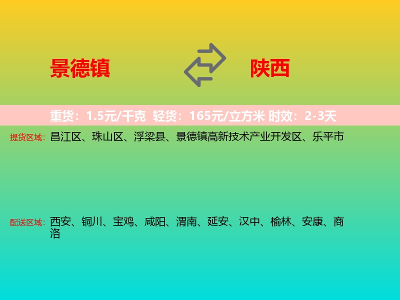 景德镇到陕西长途搬家