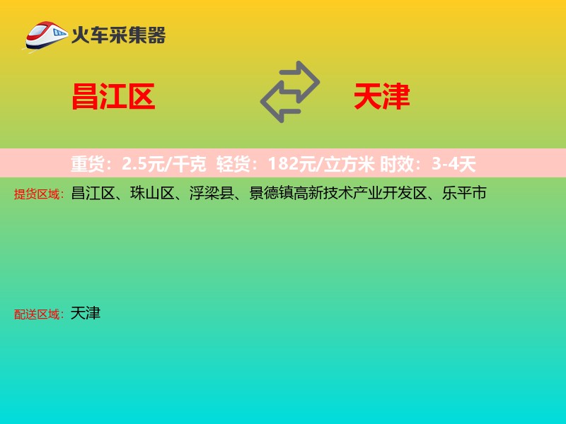 昌江区到天津长途搬家