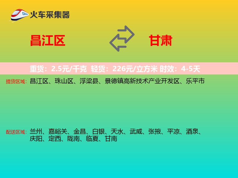 昌江区到甘肃长途搬家