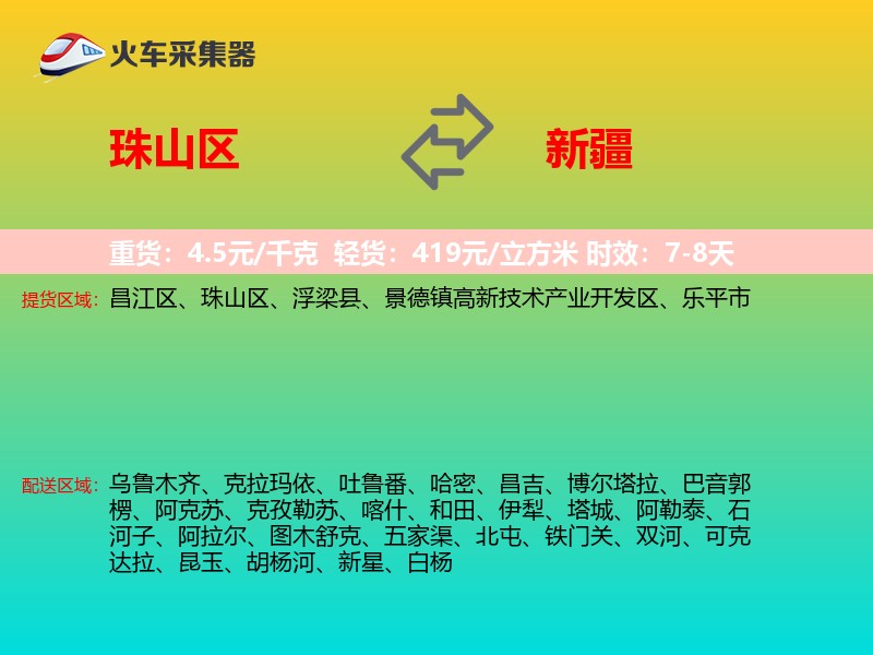 珠山区到新疆物流专线