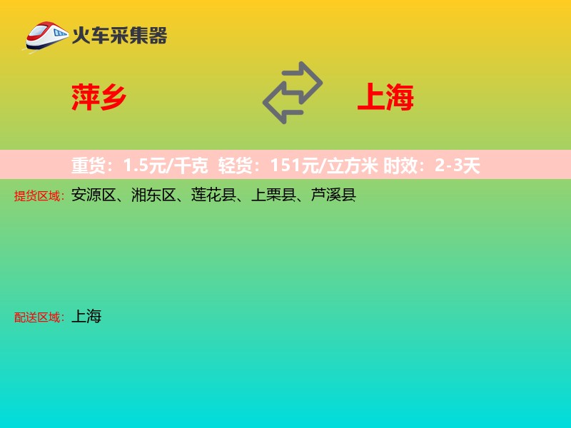 萍乡到上海物流专线