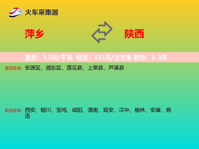 萍乡到陕西物流专线