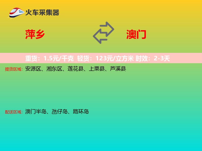 萍乡到澳门轿车托运