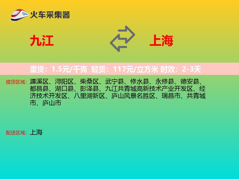 九江到上海轿车托运