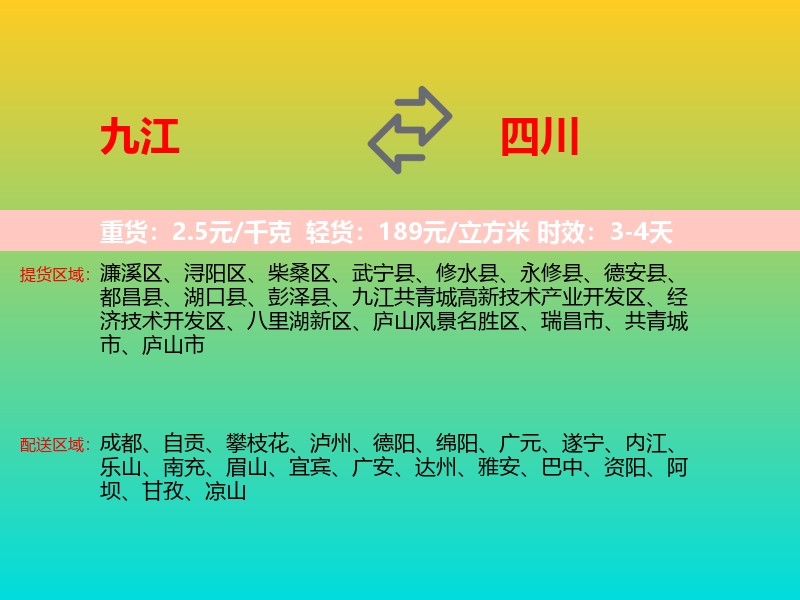 九江到四川长途搬家