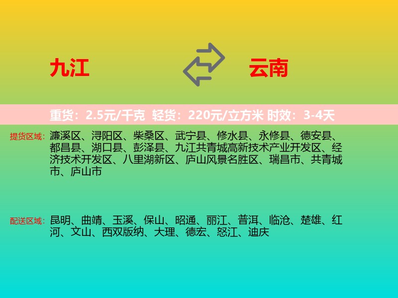 九江到云南长途搬家
