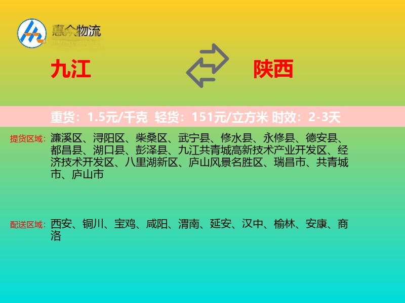 九江到陕西轿车托运