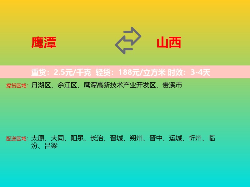 鹰潭到山西长途搬家