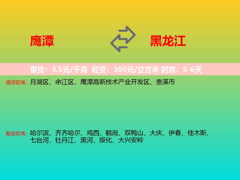 鹰潭到黑龙江长途搬家