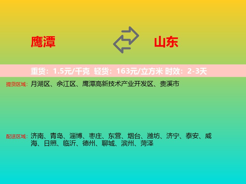 鹰潭到山东长途搬家