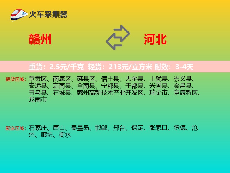 赣州到河北物流专线