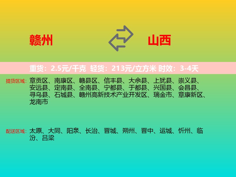 赣州到山西长途搬家