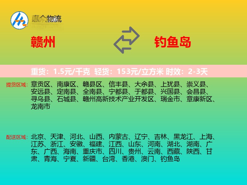 赣州到钓鱼岛轿车托运