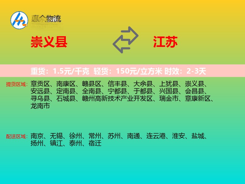 崇义县到江苏长途搬家
