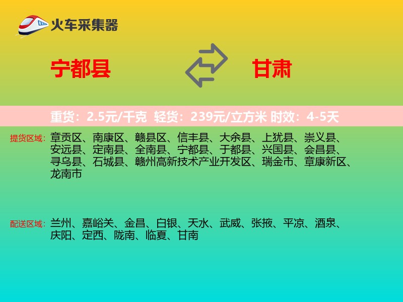 宁都县到甘肃长途搬家