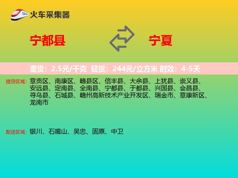 宁都县到宁夏长途搬家