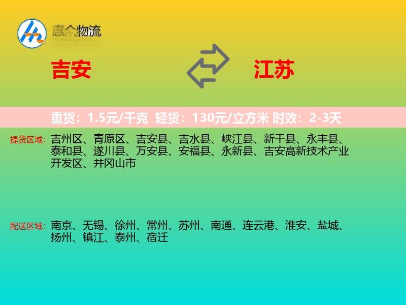 吉安到江苏长途搬家