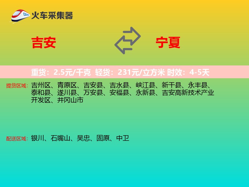吉安到宁夏长途搬家