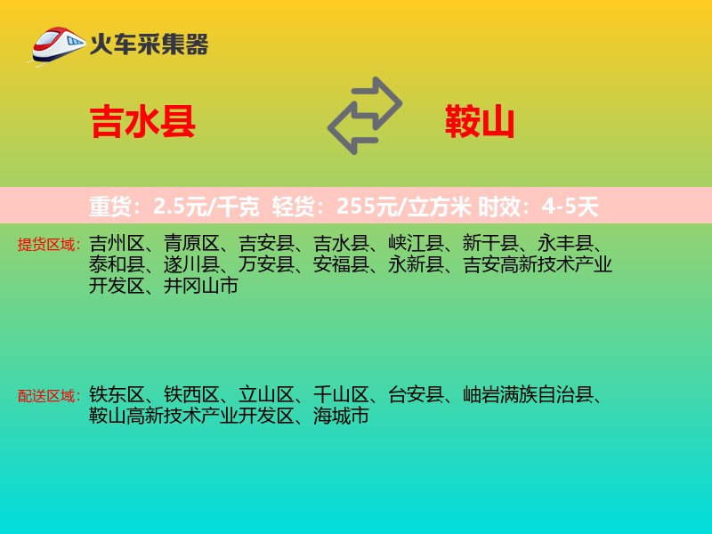 吉水县到鞍山物流专线