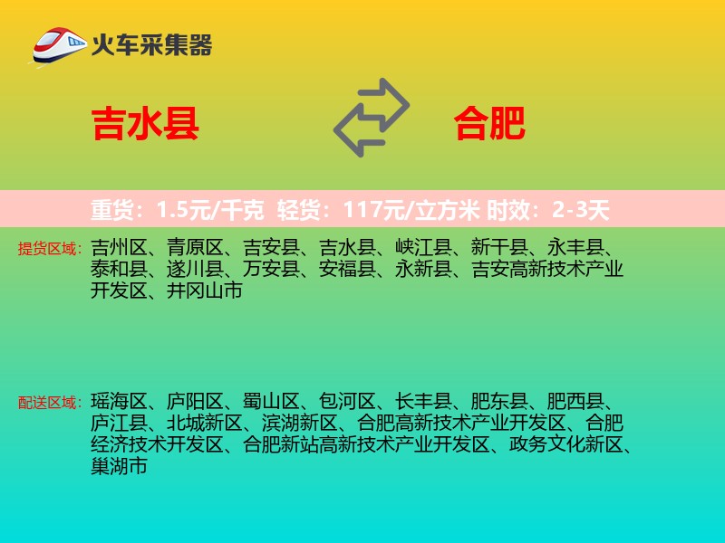 吉水县到合肥物流专线