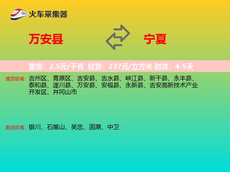 万安县到宁夏长途搬家