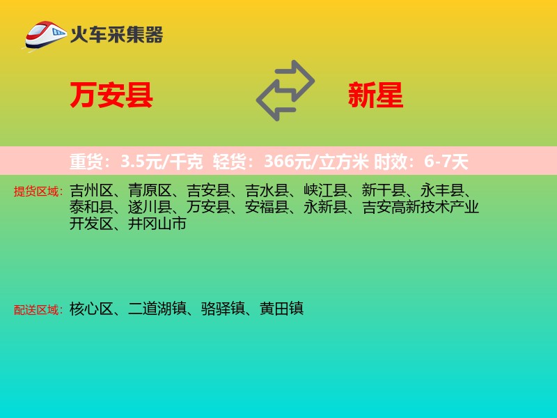 万安县到新星物流专线