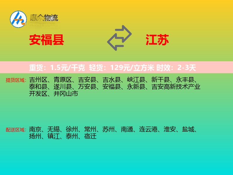 安福县到江苏长途搬家