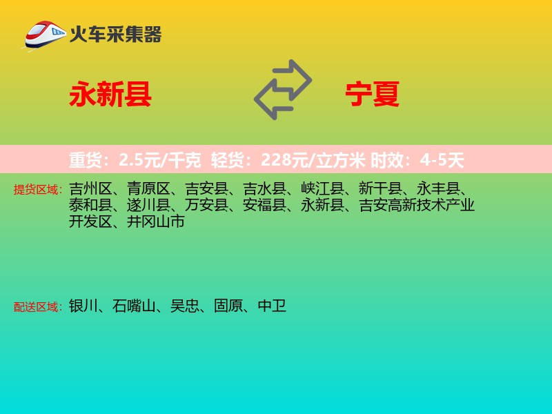 永新县到宁夏长途搬家