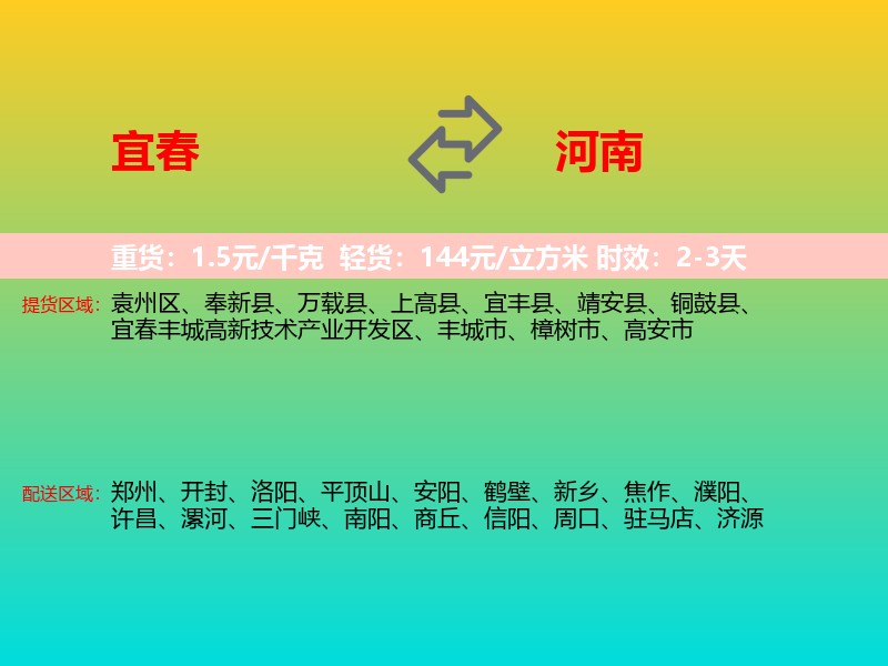 宜春到河南长途搬家