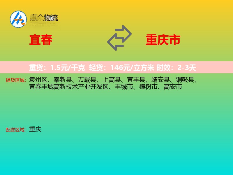 宜春到重庆市物流专线
