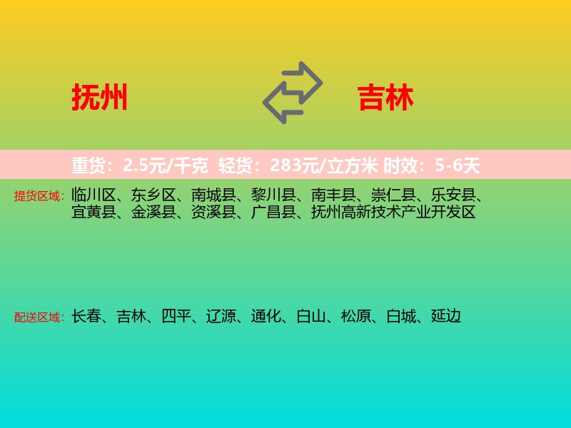 抚州到吉林长途搬家