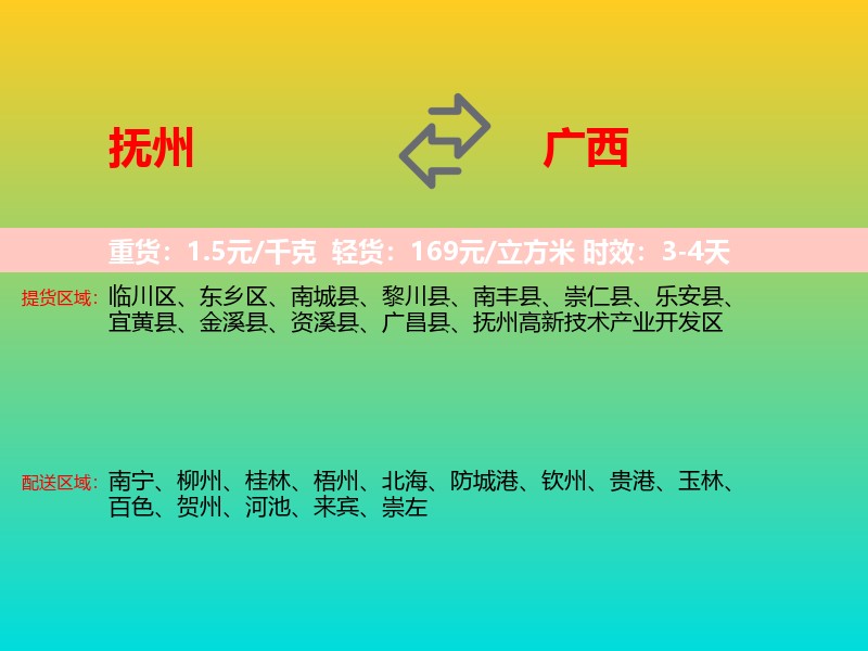 抚州到广西长途搬家