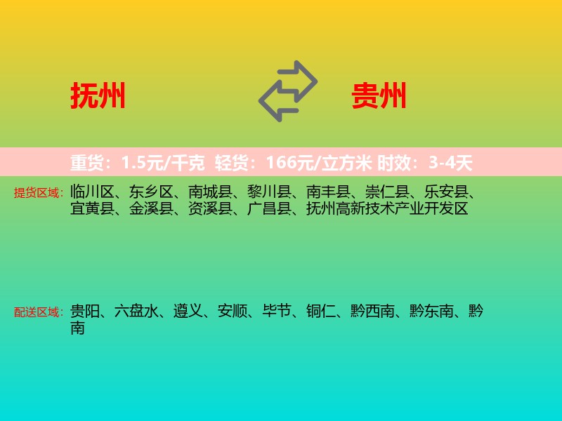 抚州到贵州长途搬家