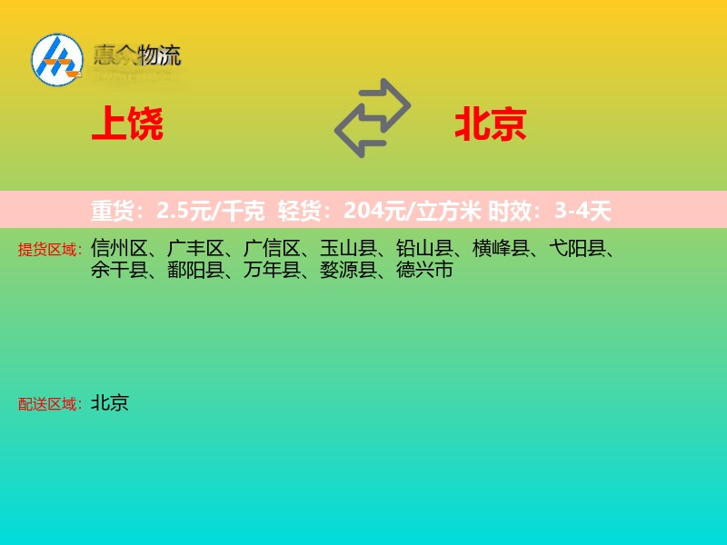 上饶到北京物流专线