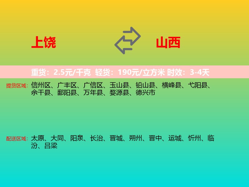 上饶到山西长途搬家