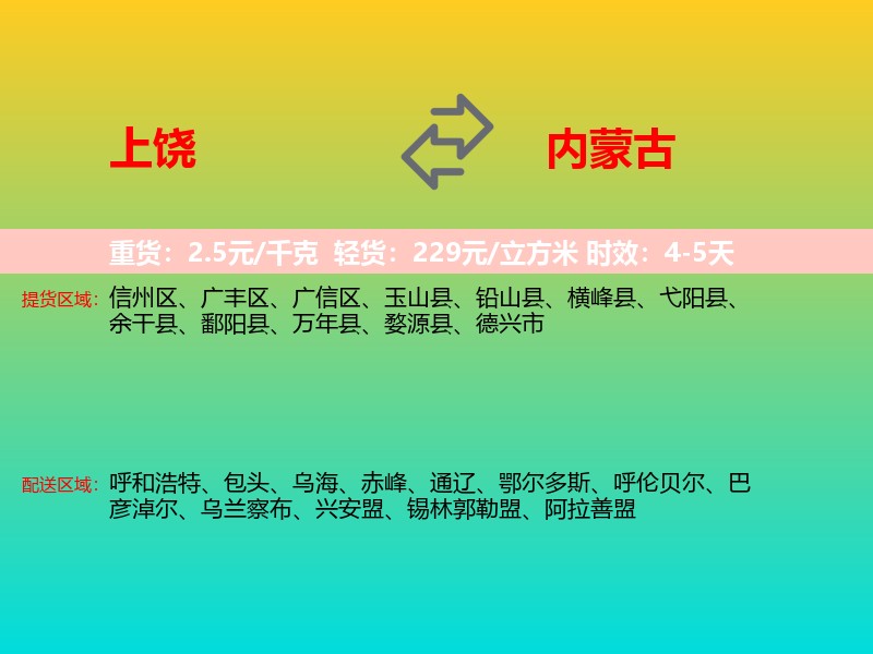 上饶到内蒙古长途搬家