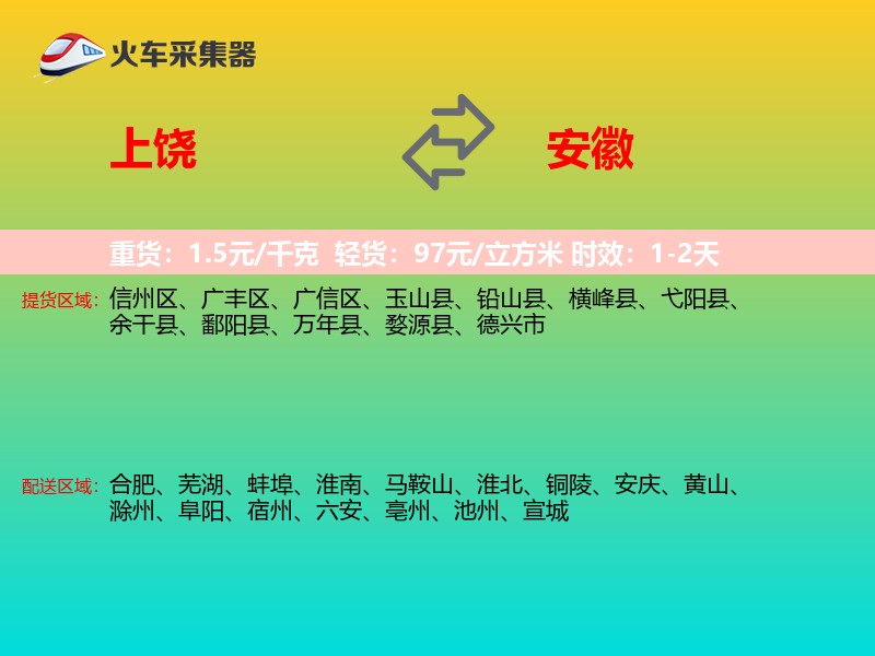 上饶到安徽物流专线