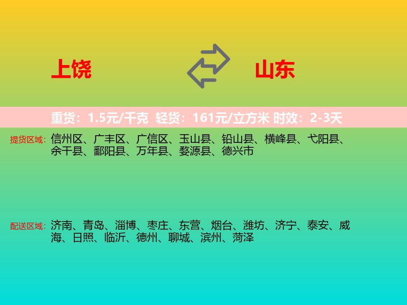 上饶到山东长途搬家