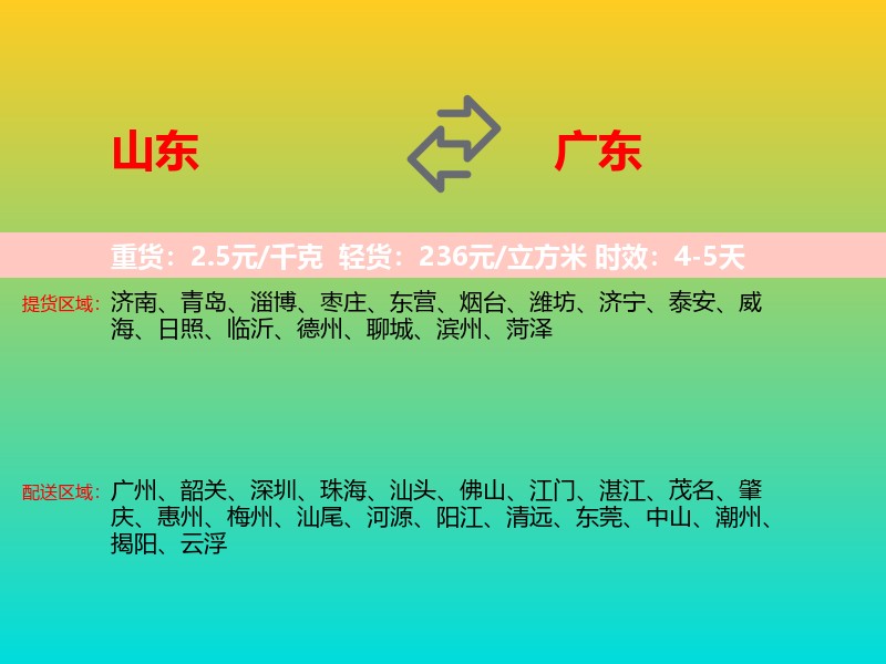 山东到广东长途搬家