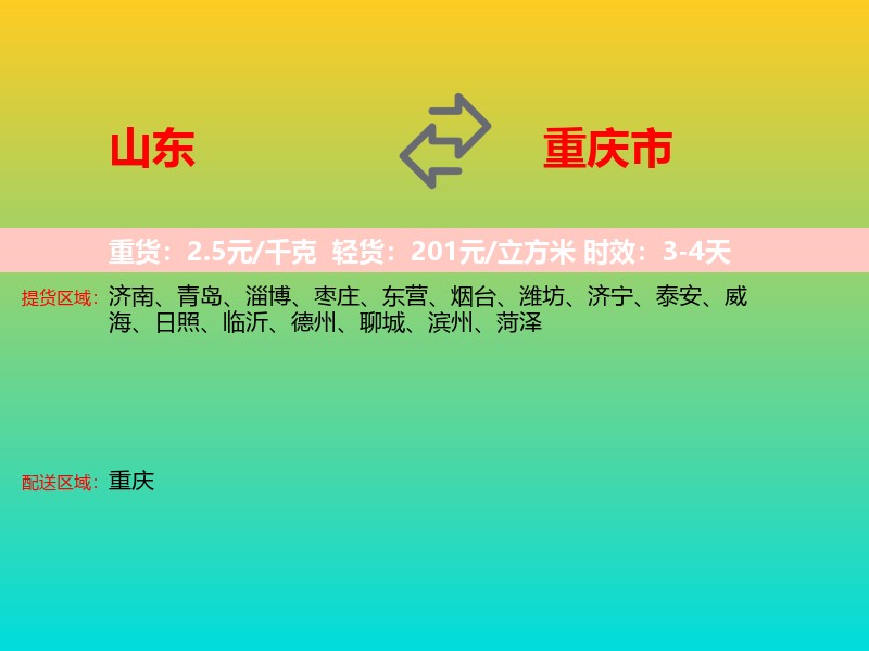 山东到重庆市长途搬家