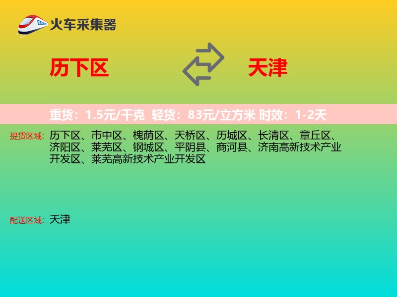 历下区到天津物流专线