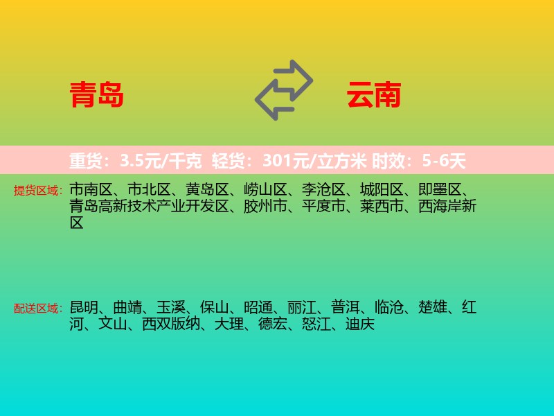 青岛到云南长途搬家