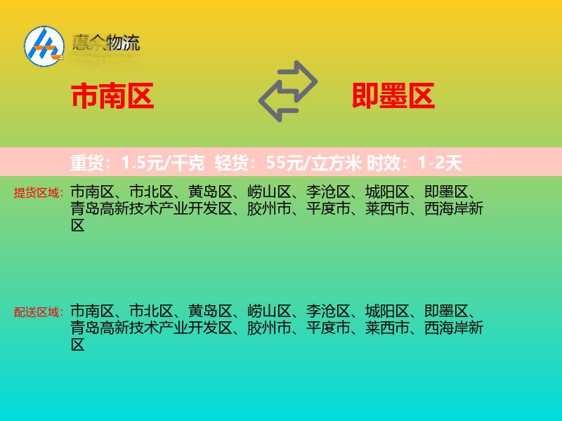 市南区到即墨区物流专线